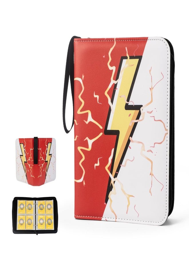 ألبوم بطاقات التداول، 400 جيب، 50 صفحة قابلة للإزالة بأربعة جيوب، مقاوم للماء (أحمر وأبيض) - Image 1